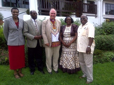 Graham Kings with theologians at St Paul's University, Limuru, Kenya: Esther Mombo, Joseph Galgalo (Vice Chancellor) Lydia Mwaniki and Kabiro Gatumu, 2011