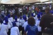 Bishop of Harare, Chad Gandiya, and other Bishops from Zimbabwe, join in with their singers outside ‪Lusaka‬ cathedral at ACC 16.