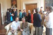 Attendees enjoy drinks after the lecture