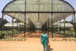 My guide, Rev Heba Latha, Chaplain at CSI Hospital, at Crystal Palace style hall at Lalbagh Garden