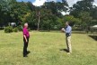 Bishop Graham and Andy Bowerman, co-director of the Anglican Alliance and chaplain of Southampton Football Club, in the grounds of Lusaka Cathedral.